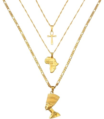 Fashion 21 Micro Egyptian Queen Nefertiti, Ankh Cross Pendant 24